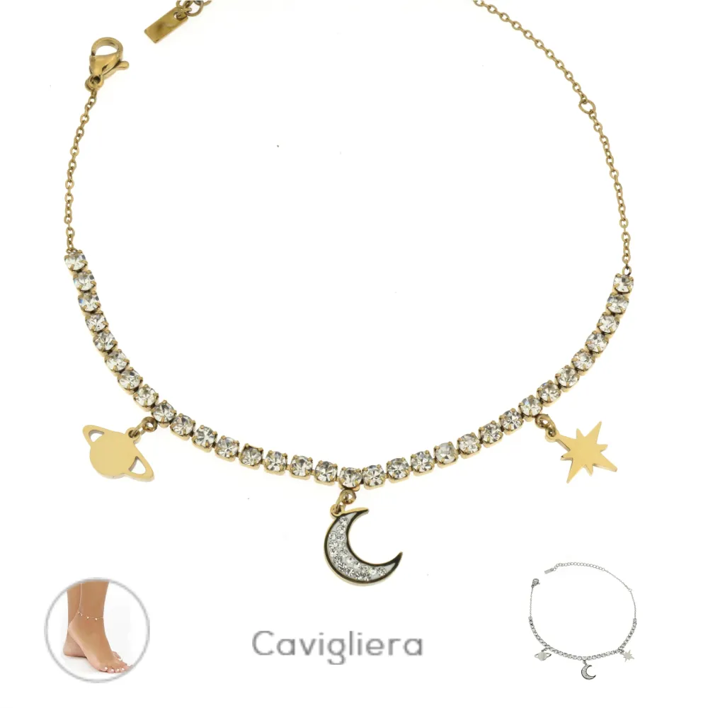 KA-Luna Strass 5172 - Cavigliere in Acciaio - KAV-413-A70