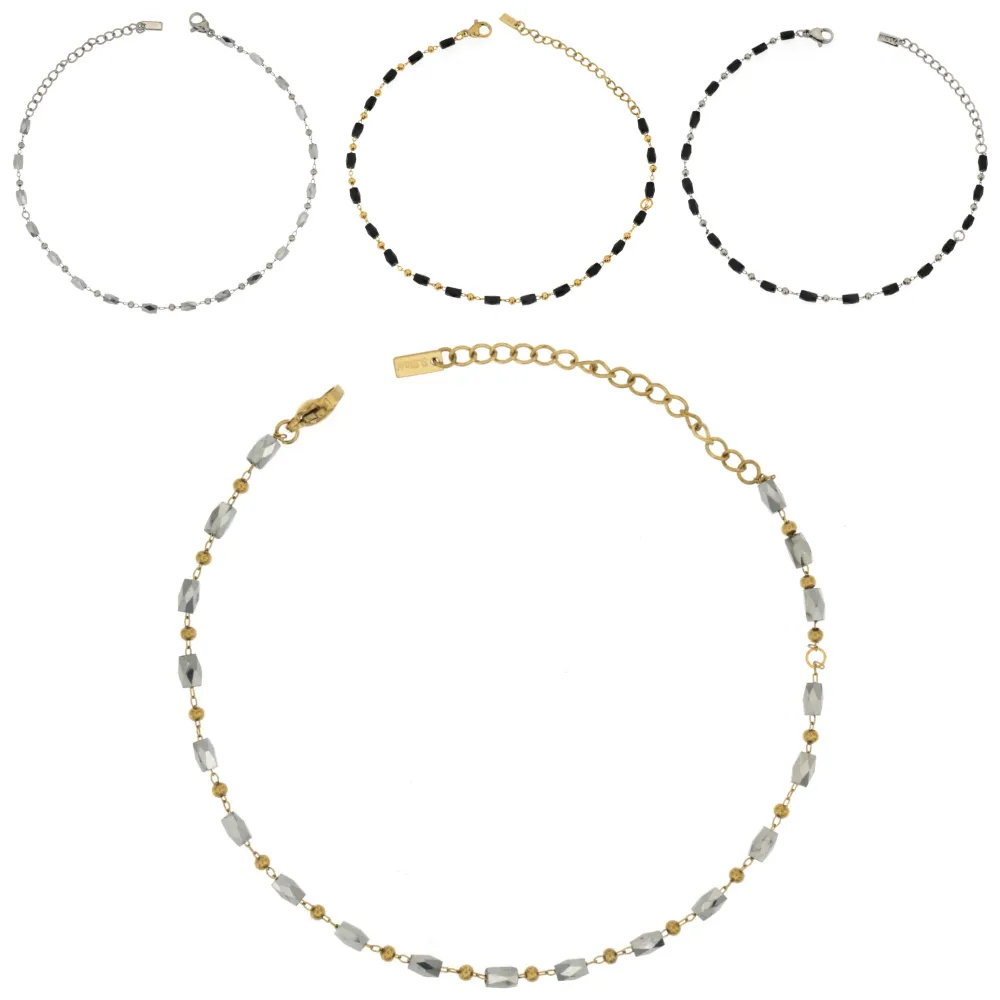 KAV-Perline Sfaccetate 5254-Cavigliere in Acciaio - KAV-413-RT45B