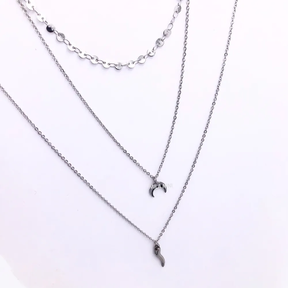 pizzette - Mezzaluna corona corno Multifili  - Collana 4491