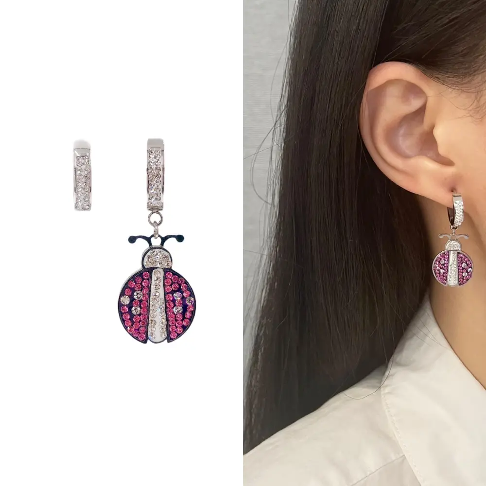 OAC- Coccinella e Cerchio 4407 - Orecchini a Cerchio con Penden - OAC- Coccinella e Cerchio 4407 - Orecchini a Cerchio con Penden