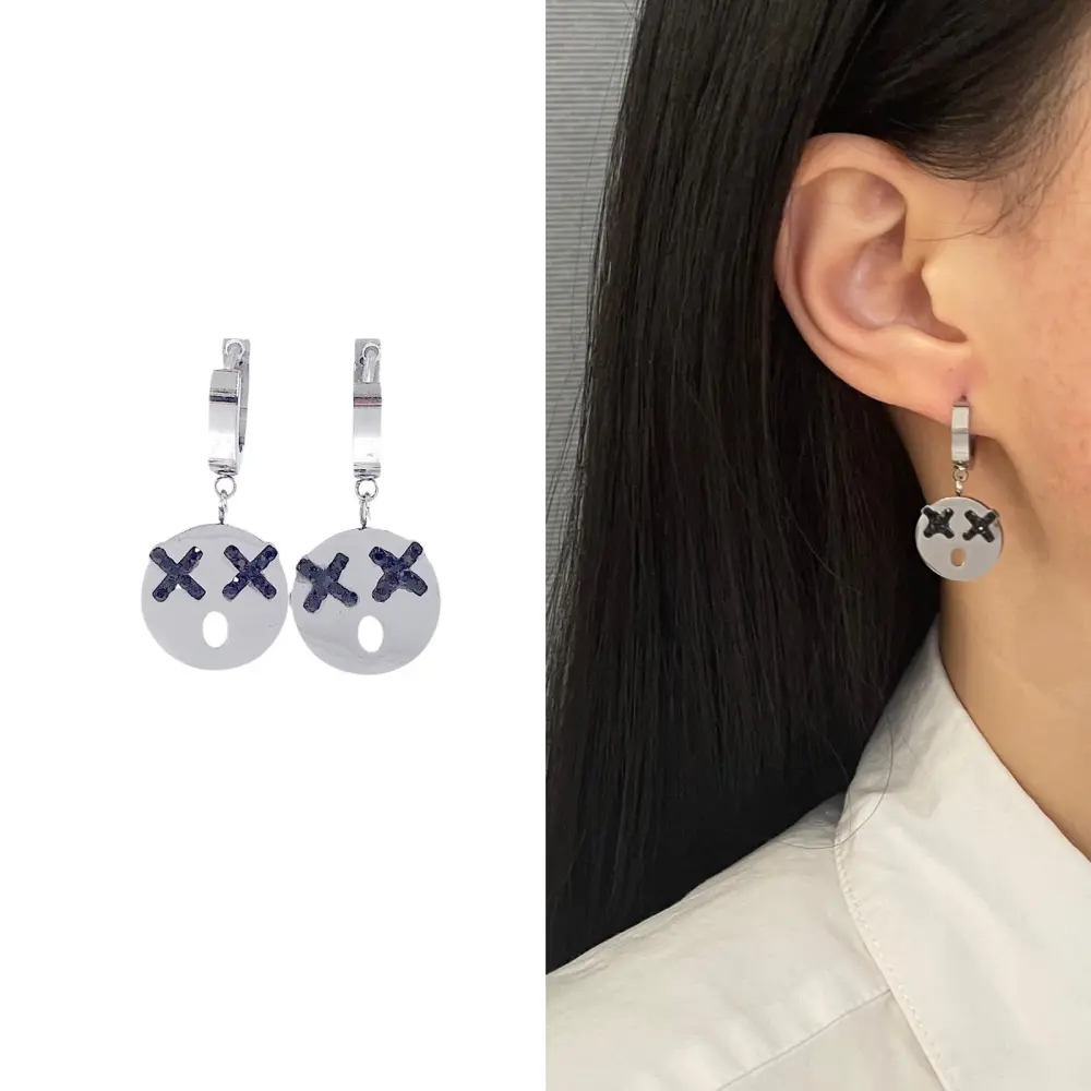 OAC- Emoji 4417 - Orecchini a Cerchio con Pendenti in Acciaio - OAC- Emoji 4417 - Orecchini a Cerchio con Pendenti in Acciaio