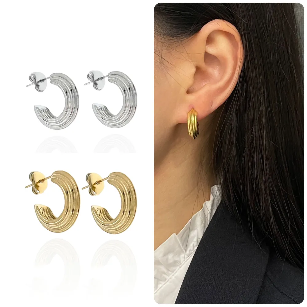 Cerchio -Orecchini a Cerchio in Acciaio - OAP-103-AA1067E