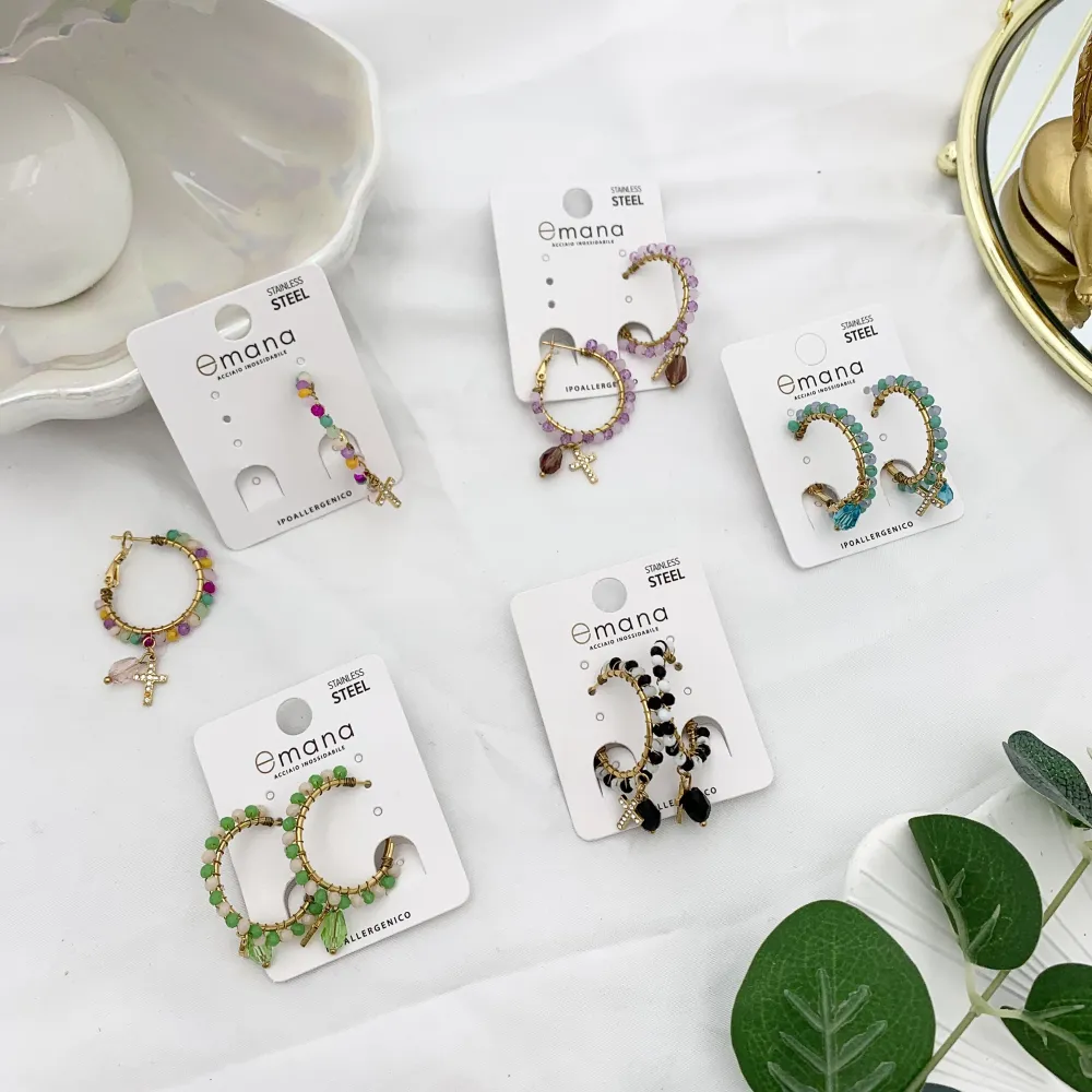 Cerchio con Croce-Orecchini in Acciaio - OAP-103-AA1723E