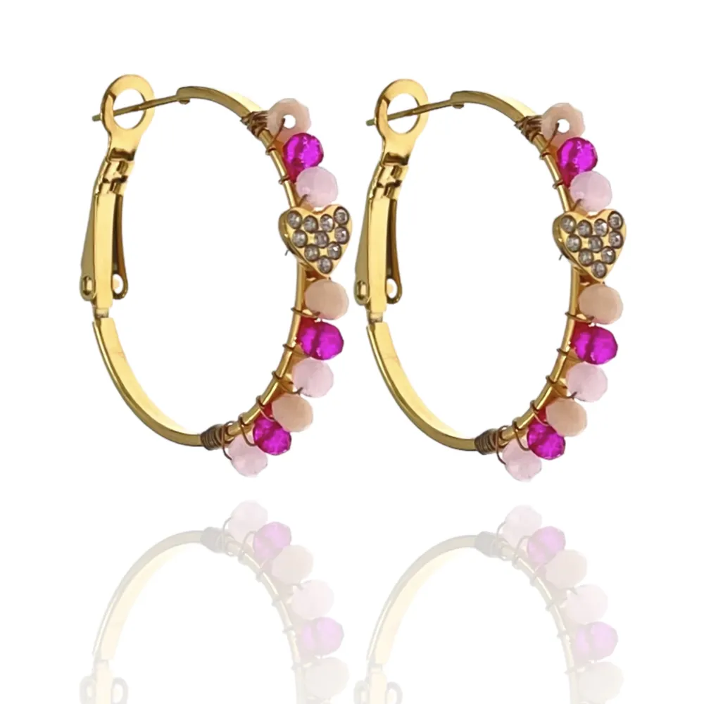 Cerchio Colorato con Cuore-Orecchini in Acciaio - OAP-103-AA1726E