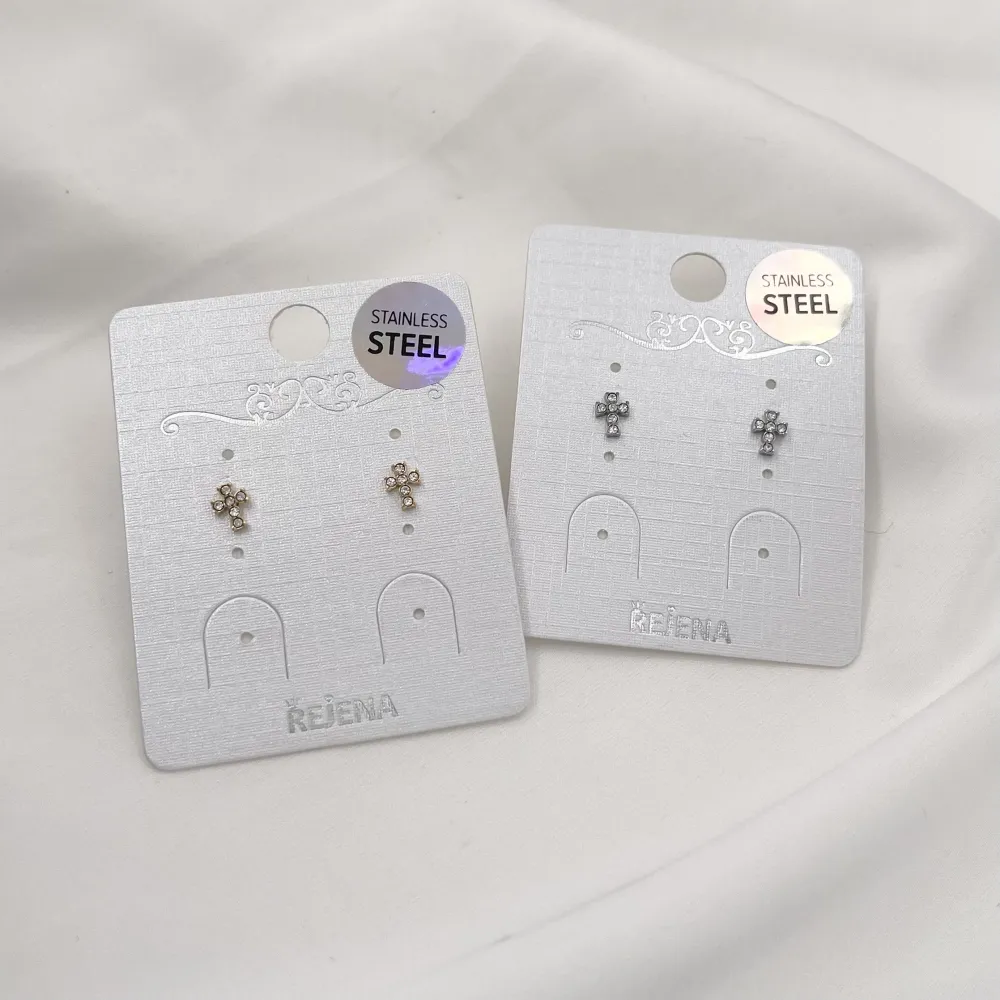 Croce con Zirconia-Orecchini a Lobo in Acciaio - OAP-103-AA2347E