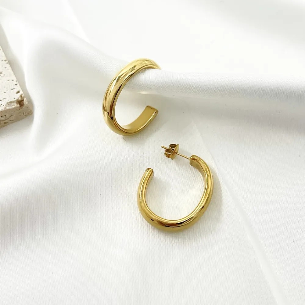 Cerchio Lavorato-Orecchini a Cerchio in Acciaio - OAP-103-AA2681E