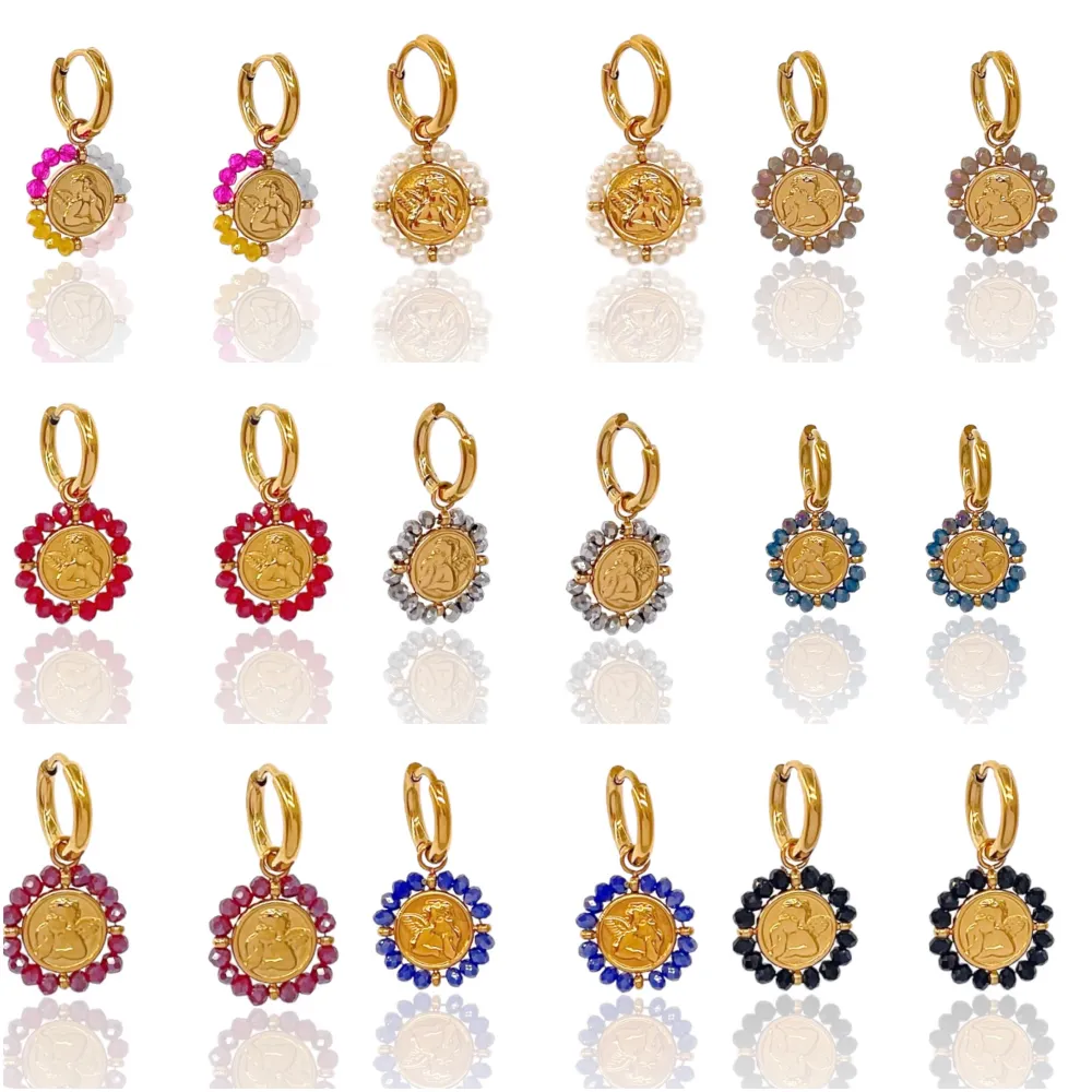 Cerchio con Angelo-Orecchini in Acciaio - OAP-103-AA2710E Mix