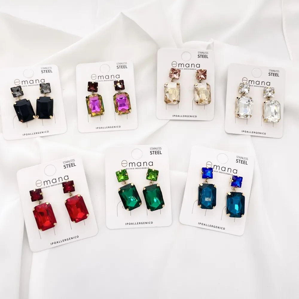 Punto Luce con Pendente Rettangolare-Orecchini in Acciaio - OAP-103-AA2738E