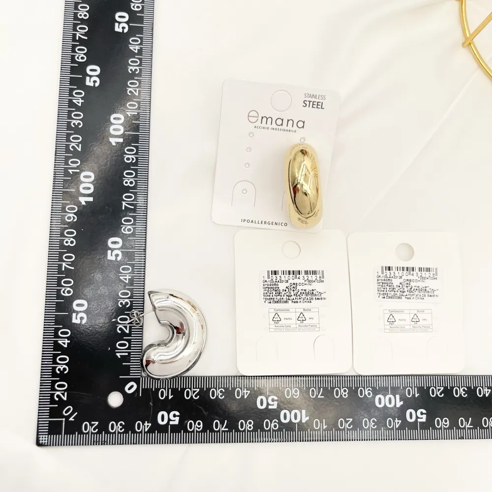 Cerchio Bombato-Orecchini in Acciaio - OAP-103-AA3212E