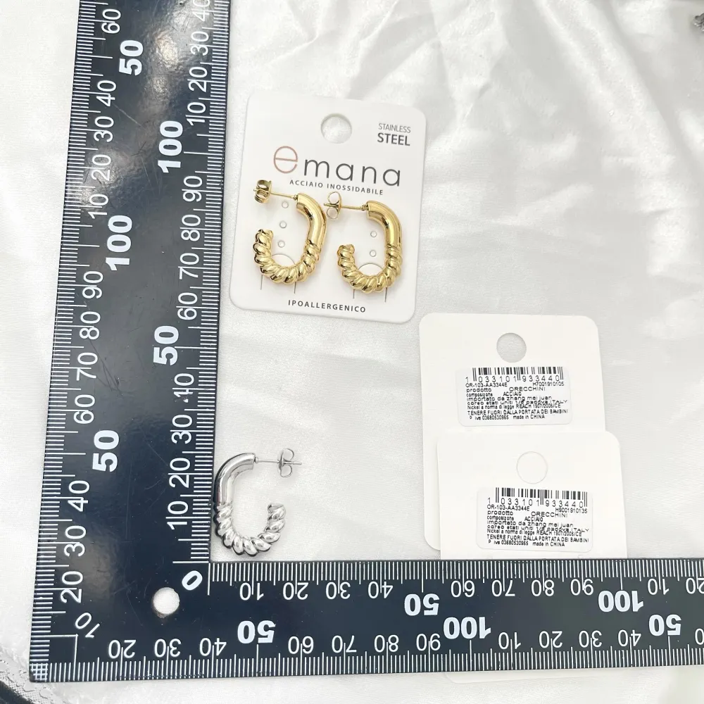 Cerchio Lavorato-Orecchini a Cerchio in Acciaio - OAP-103-AA3344E