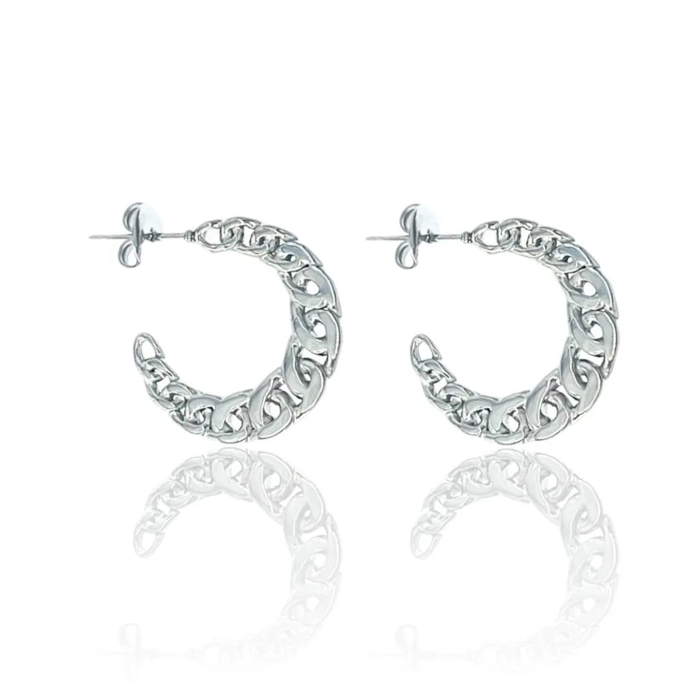 Cerchio Lavorato-Orecchini a Cerchio in Acciaio - OAP-103-AA3355E