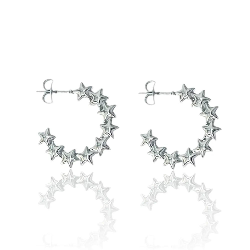 Cerchio Lavorato-Orecchini a Cerchio in Acciaio - OAP-103-AA3356E