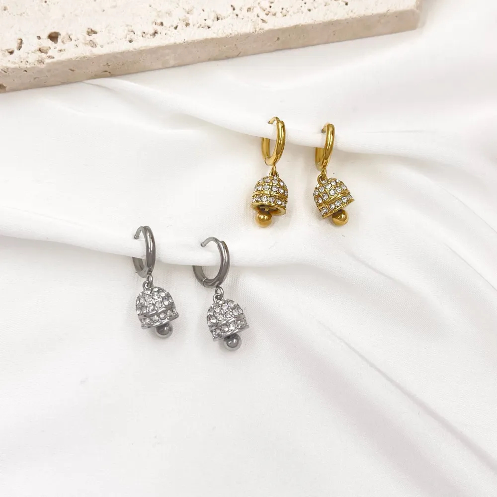 Cerchio con Campanello-Orecchini in Acciaio - OAP-103-AA3381E