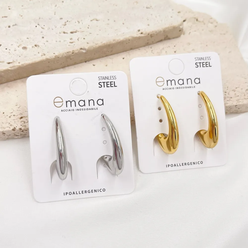 Cerchio a Goccia-Orecchini in Acciaio - OAP-103-AA3683