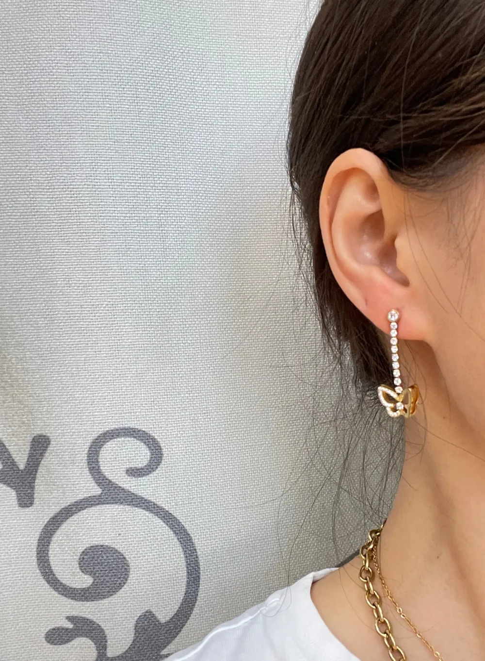 Tennis con Farfalla-Orecchini in Acciaio - OAP-103-AA4203E