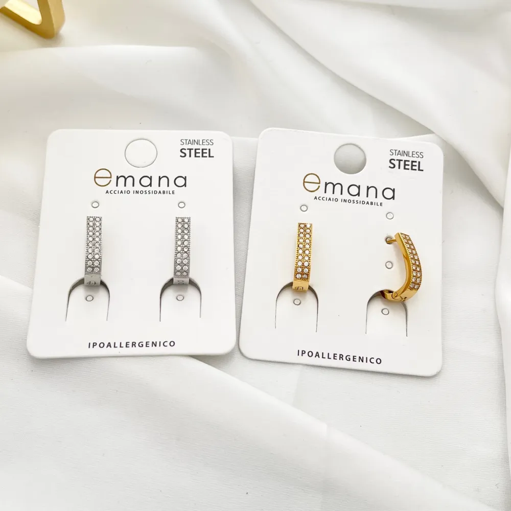 Cerchio Ovale con Zirconia-Orecchini in Acciaio - OAP-103-AA5012E
