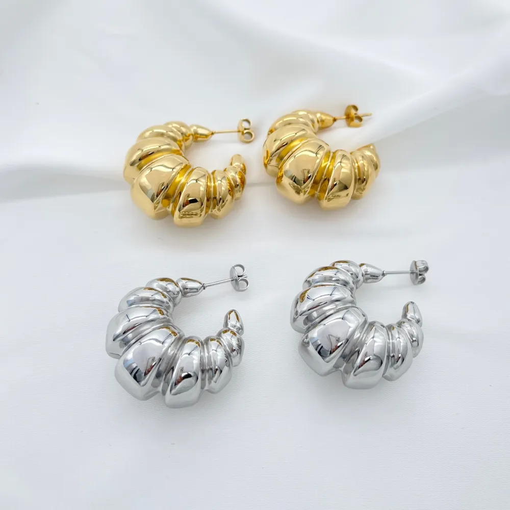 Cerchio bombato 12x30mm-Orecchini in Acciaio - OAP-103-AA5555E