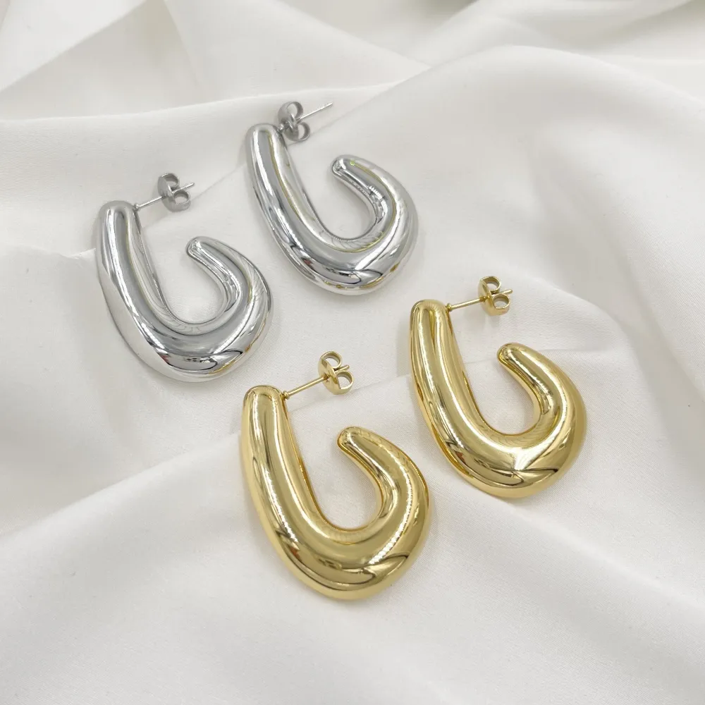 Cerchio Goccia-Orecchini in Acciaio - OAP-103-AA5557E