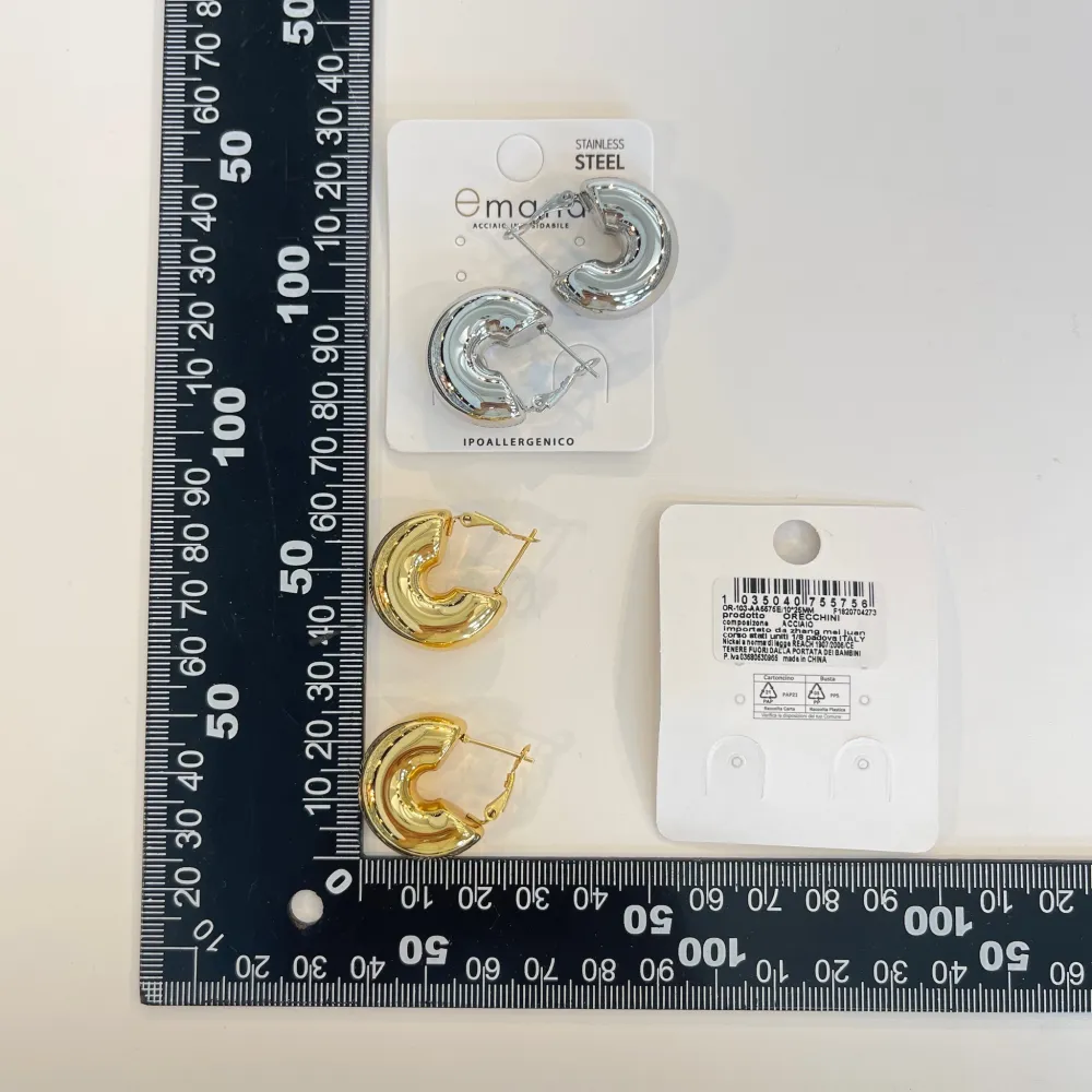 Cerchio bombato 10x25mm-Orecchini in Acciaio - OAP-103-AA5575E 10x25mm