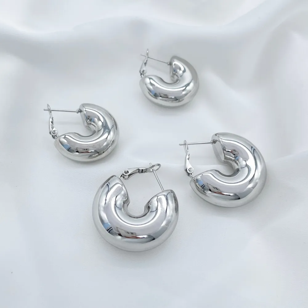 Cerchio bombato 12x30mm-Orecchini in Acciaio - OAP-103-AA5575E 12x30mm