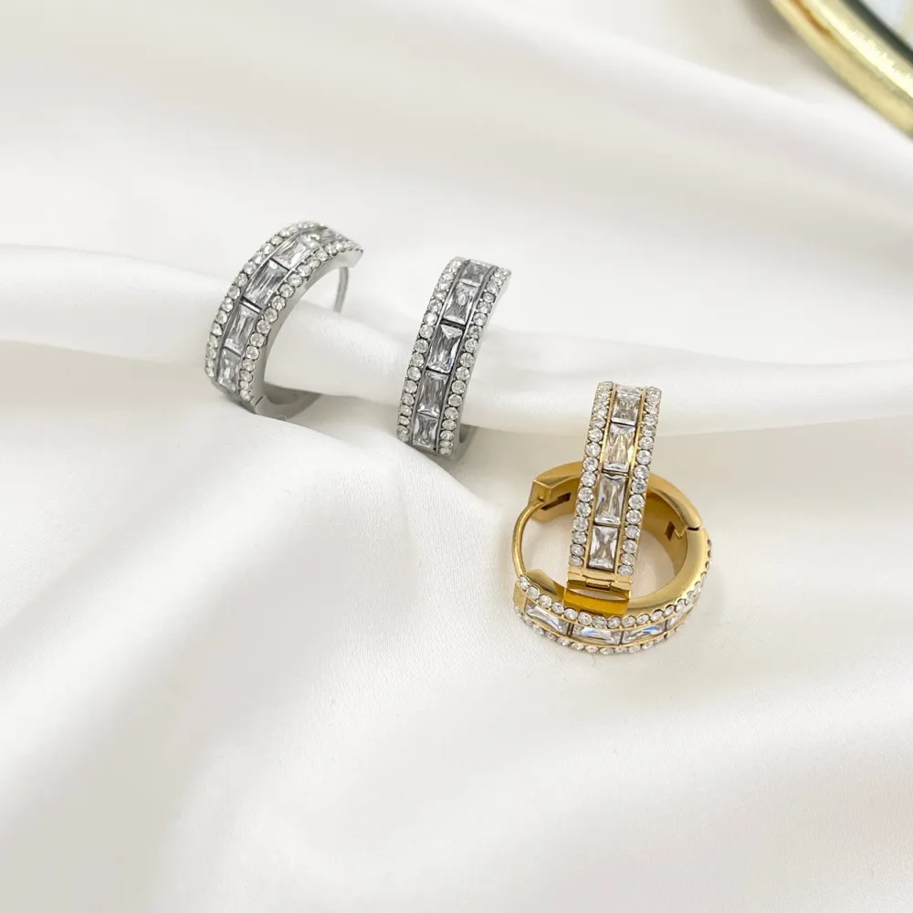 Cerchio con Zirconia-Orecchini in Acciaio - OAP-103-AA5774E