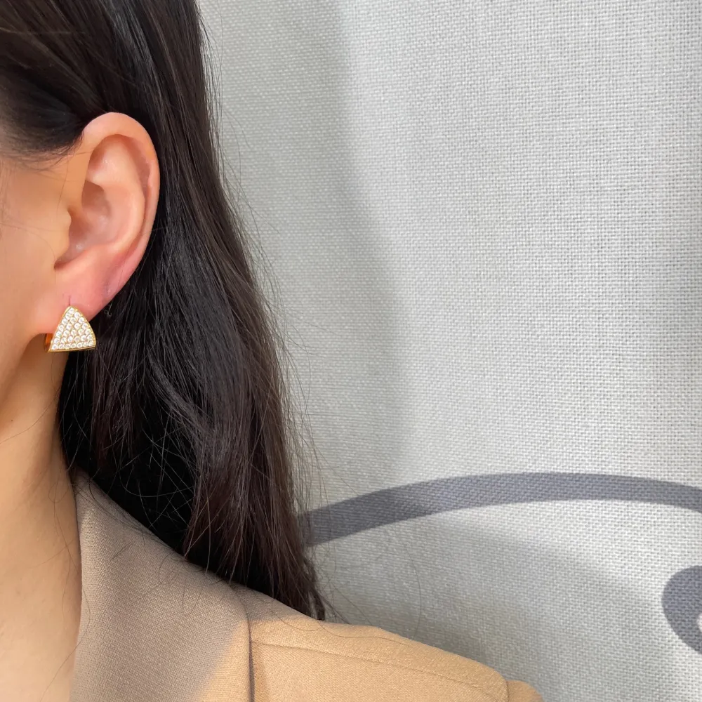 Triangolo con Zirconia-Orecchini in Acciaio - OAP-103-AA5775E