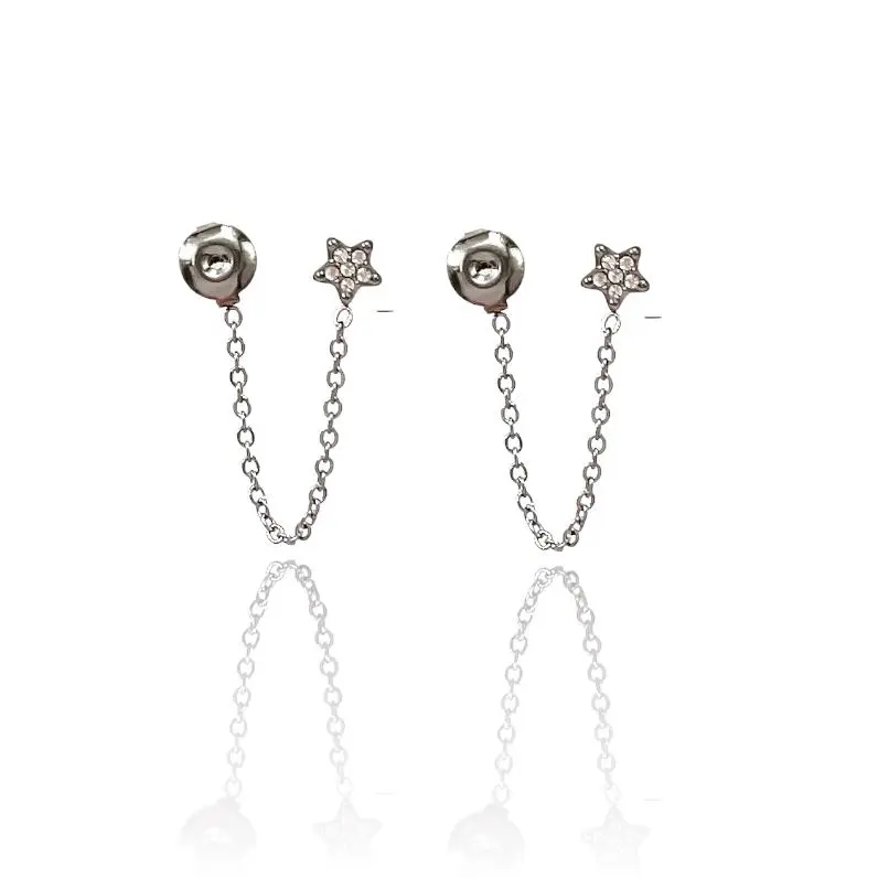 Stella con Zirconia-Orecchini Davanti/Dietro in Acciaio - OAP-103-AA801E