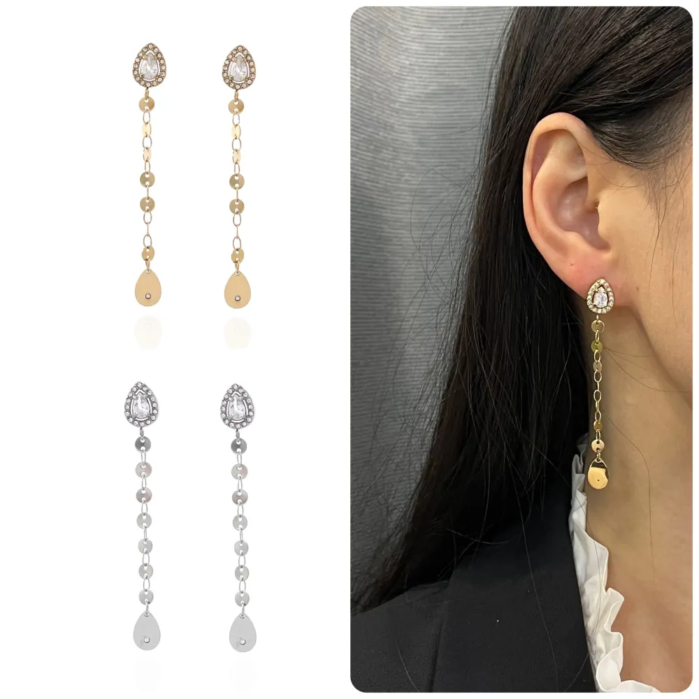 Punto Luce Goccia con Pendente-Orecchini in Acciaio - OAP-103-AA823E