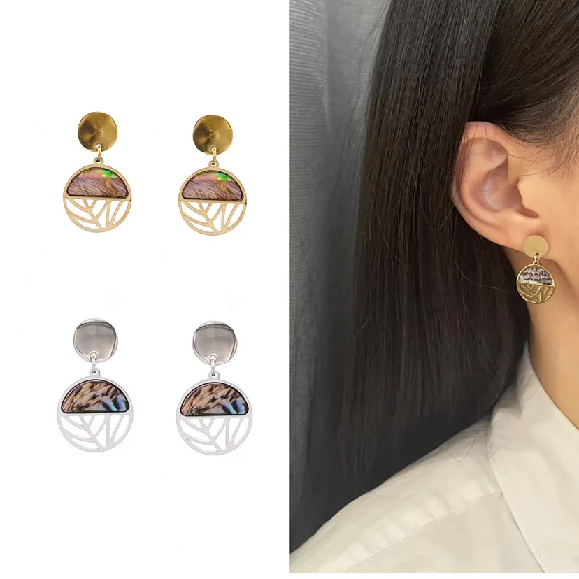 Tondo Madreperla 3133 - Orecchini Pendenti in Acciaio - OAP-104-52