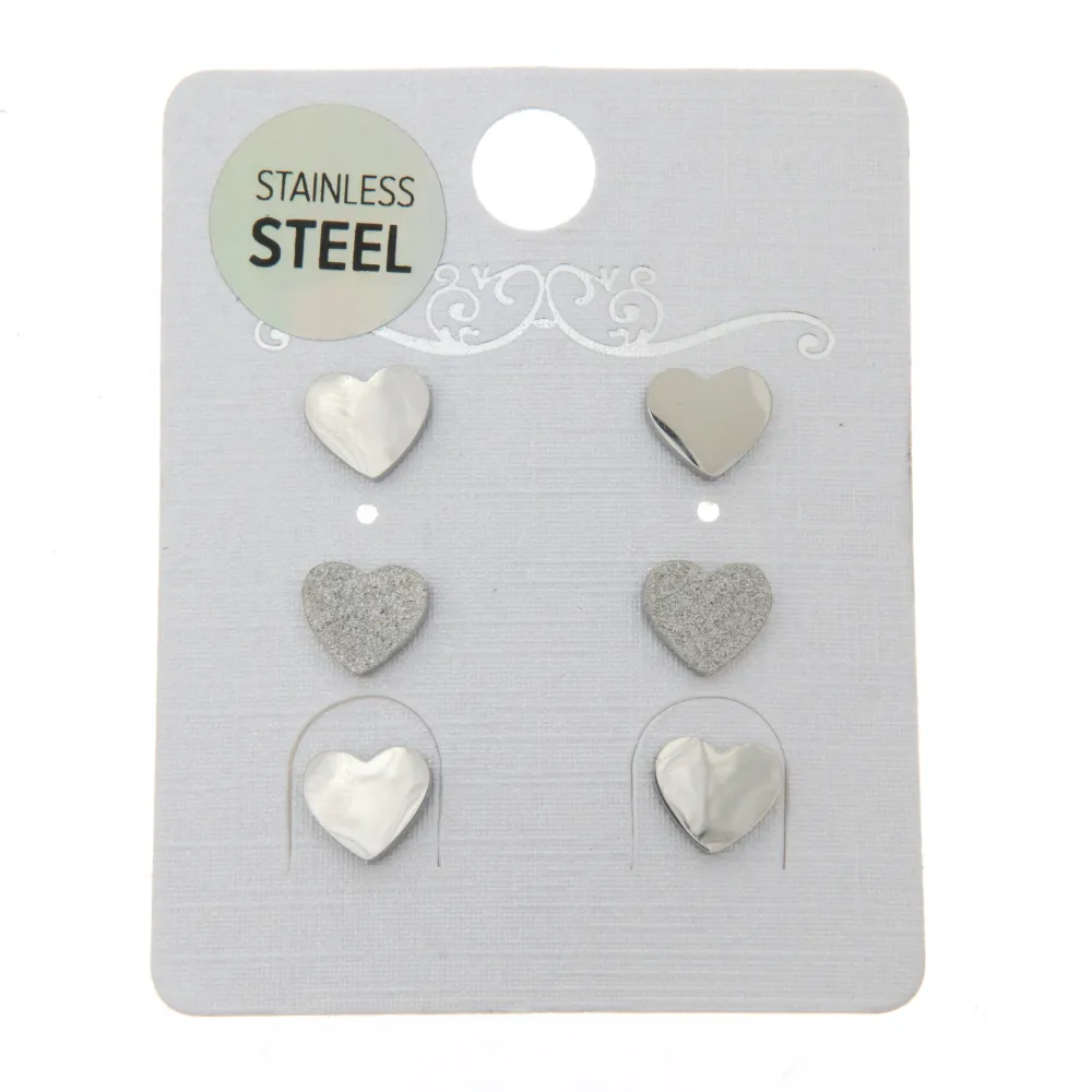 Cuore 3240 - Orecchini Tris a lobo in Acciaio - OAP3240-Cuore - Orecchini Tris a lobo in Acciaio