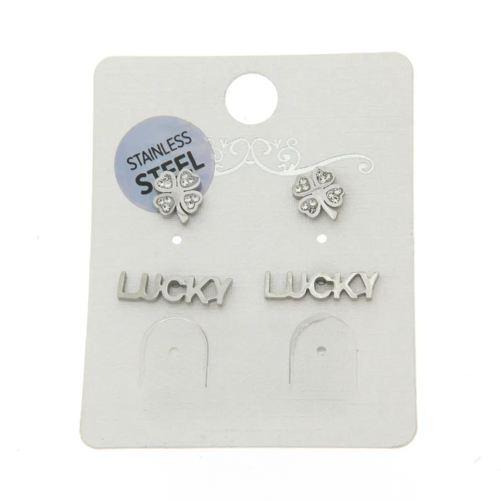 Quadrifoglio Lucky 3271 - Orecchini Bis a lobo in Acciaio - OAP3271-Quadrifoglio Lucky- Orecchini Bis a lobo in Acciaio