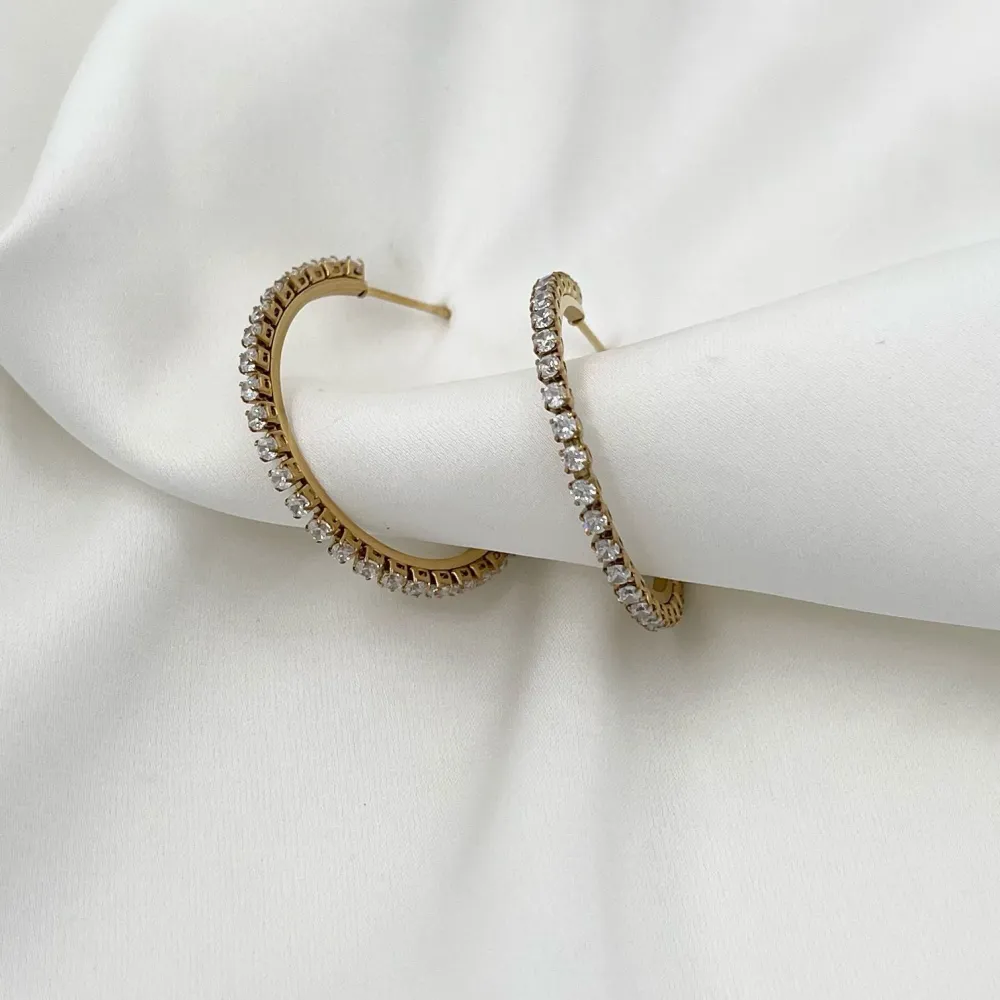 Cerchio 30mm con Zirconia-Orecchini in Acciaio - OAP-413-1075 30mm