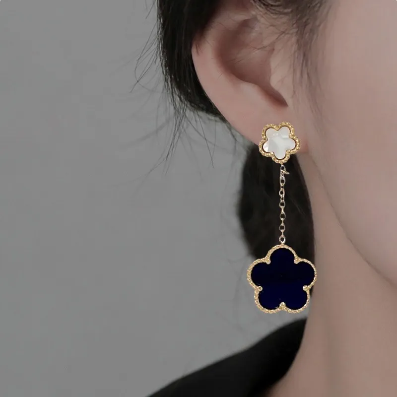 Doppio Fiore-Orecchini Colorati in Acciaio - OAP-413-1143