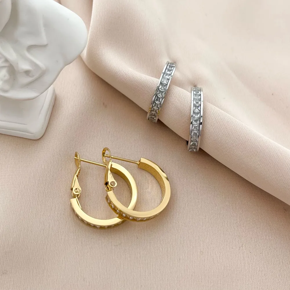 Cerchio 20mm con Zirconia-Orecchini in Acciaio - OAP-413-1158 20mm