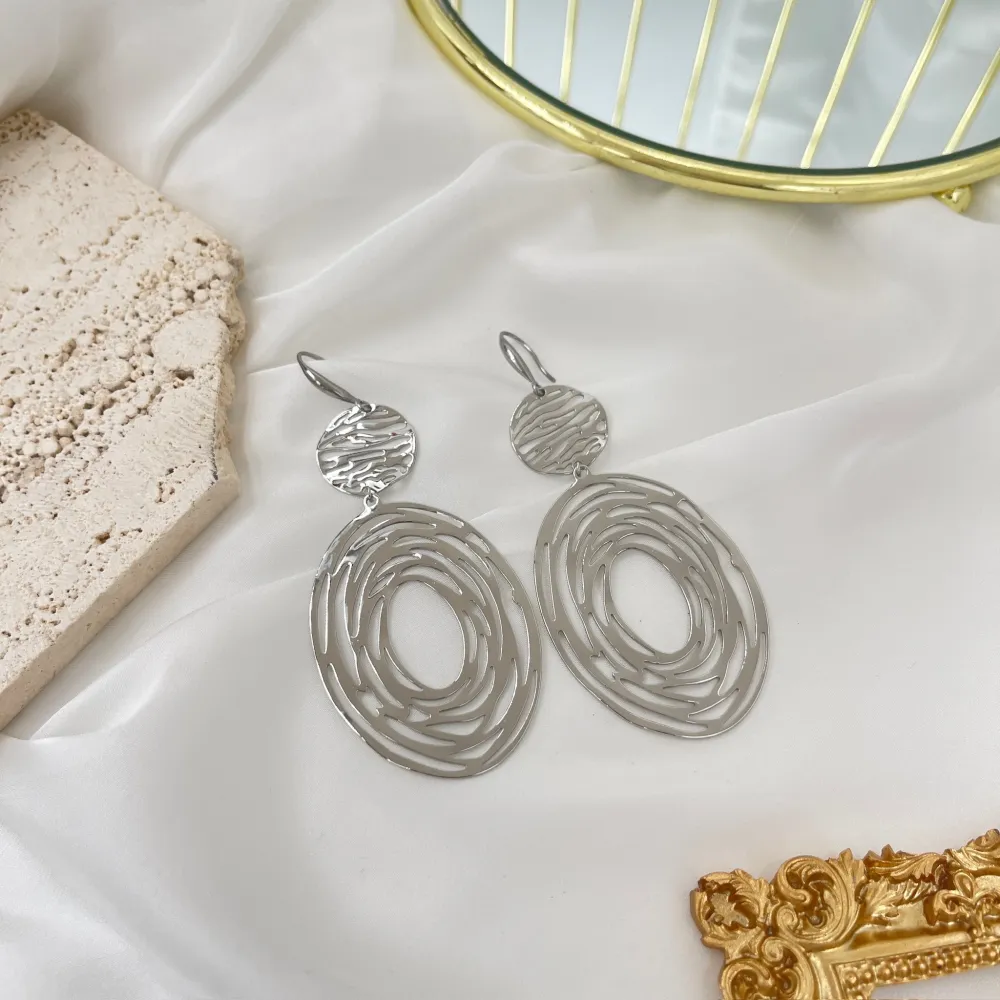 Tondo e Ovale -Orecchini in Acciaio - OAP-413-2416