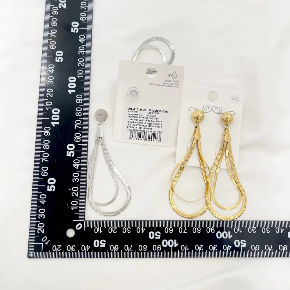 Doppia Goccia-Orecchini in Acciaio - OAP-413-2492