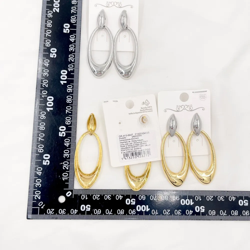 Cerchio Ovale -Orecchini in Acciaio - OAP-413-6947