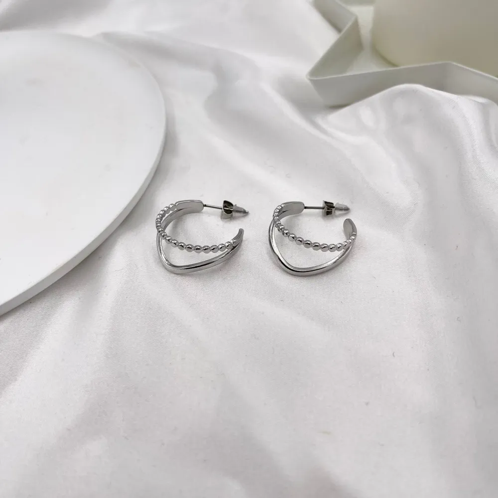 Doppio 24mm -Orecchini a Cerchio in Acciaio - OAP413-785