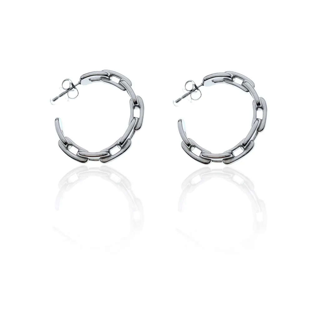 Cerchio a Catena -Orecchini in Acciaio - OAP-413-870