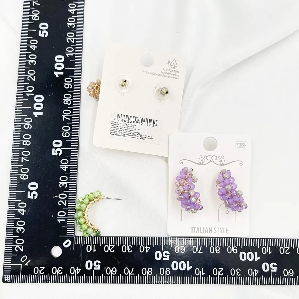 Mezza Luna con Cristalli-Orecchini in Acciaio - OAP-428-16