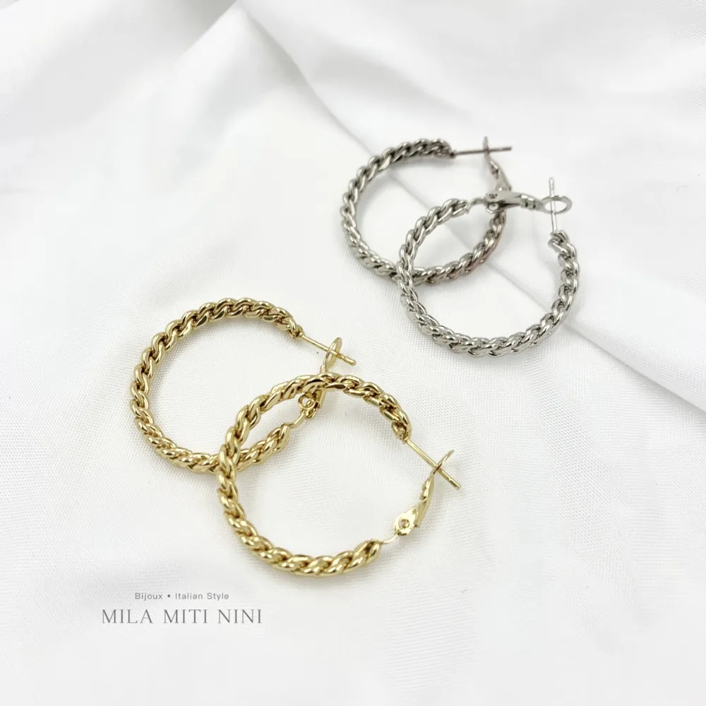 Groumette 30mm-Orecchini a Cerchio in Acciaio - OAP-445-030