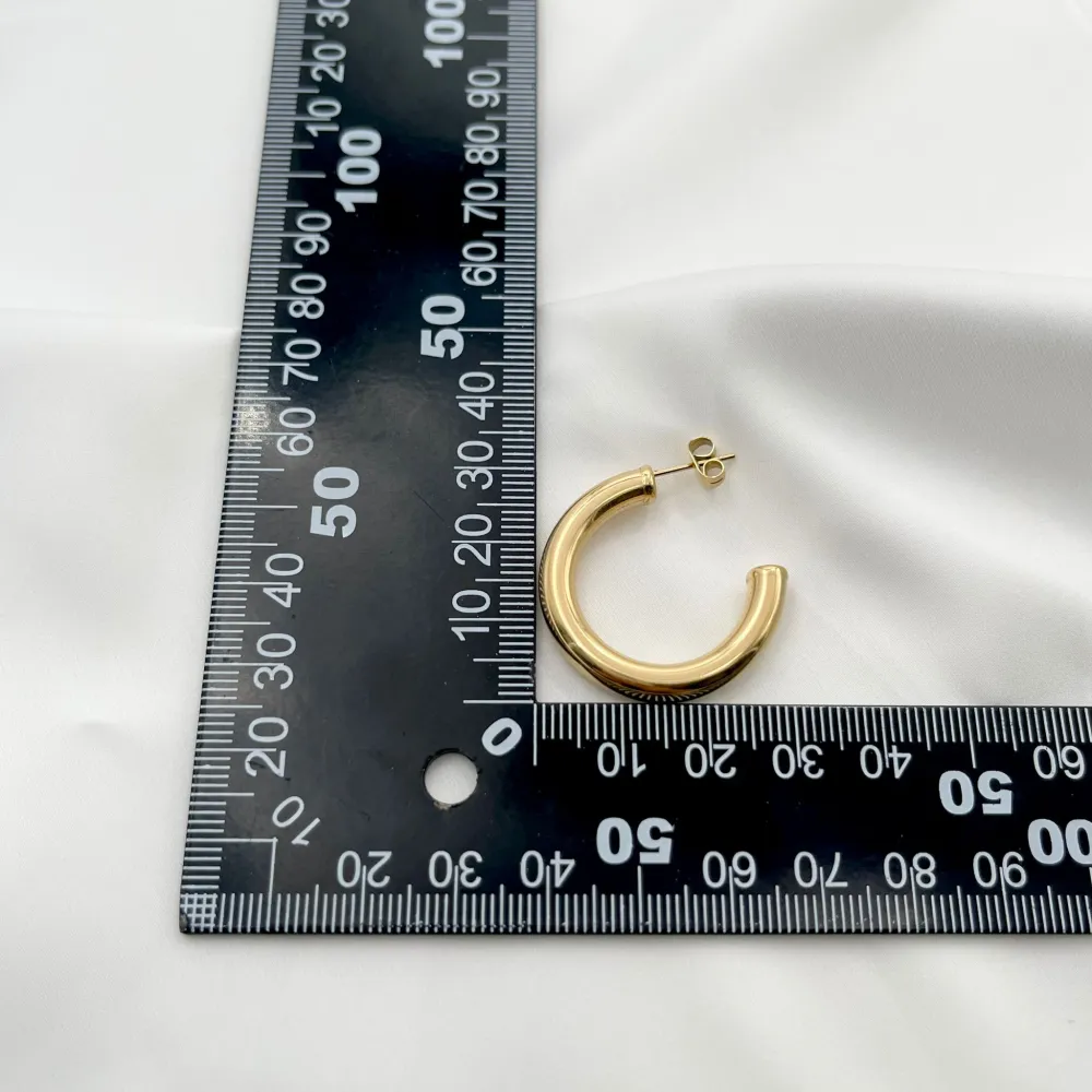 Cerchio Bombato 5x25mm-Orecchini in Acciaio - OAP-445-13 5x25mm