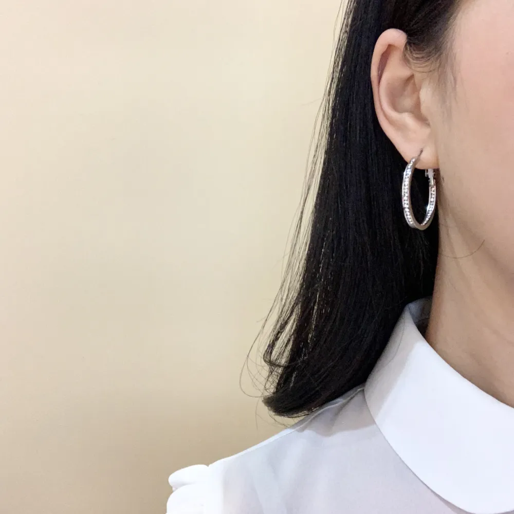 OAC7282-Doppio Strass 3cm - Orecchini a Cerchio in Acciaio - OAP-450-663 3cm Doppio Strass