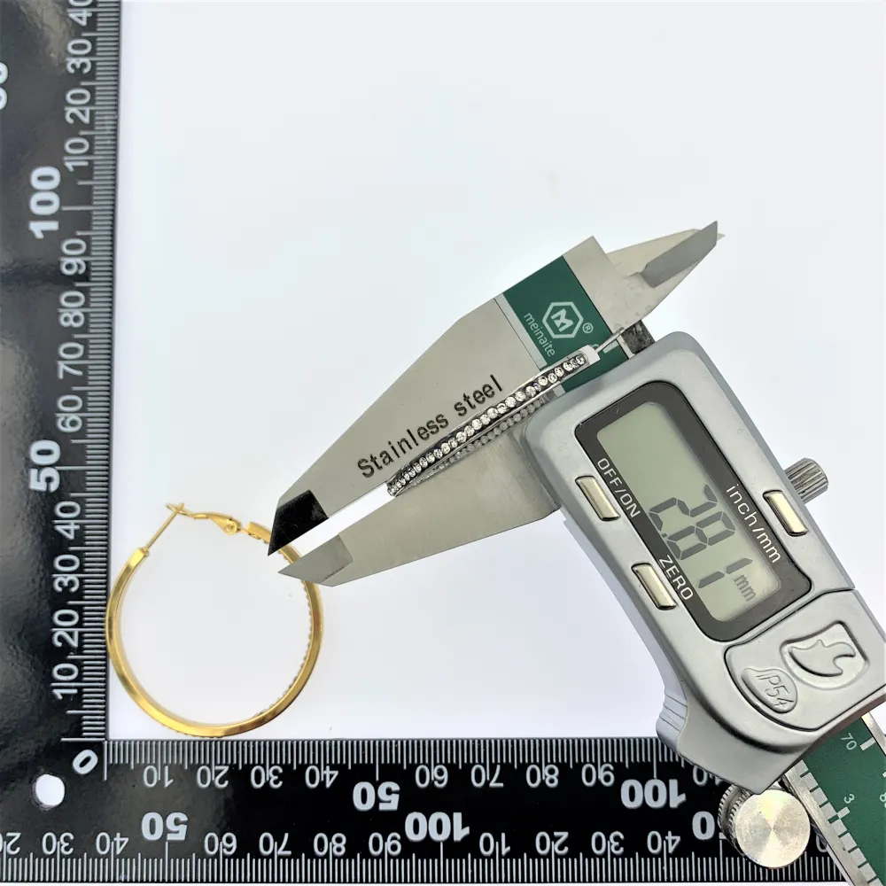 OAC7283-Doppio Strass 4cm - Orecchini a Cerchio in Acciaio - OAP-450-664 4cm Doppio Strass