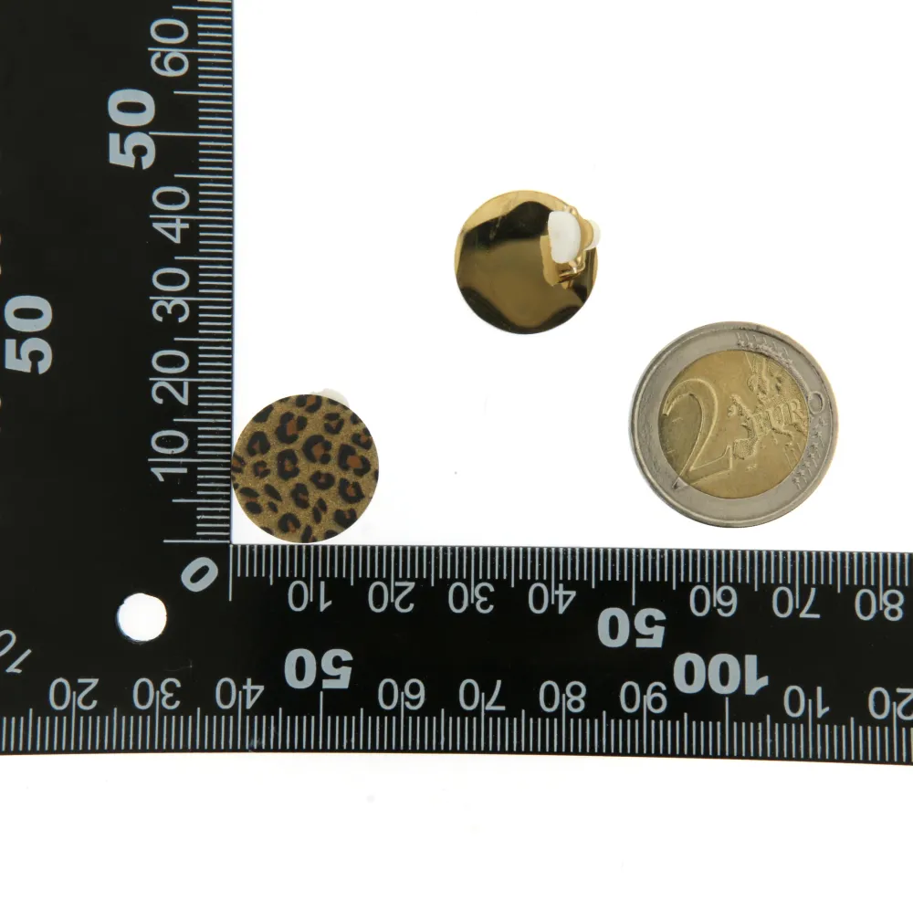 OAP6731-Tondo Maculato-Orecchini a Clip in Acciaio - OAP6731-Tondo Maculato-Orecchini a Clip in Acciaio