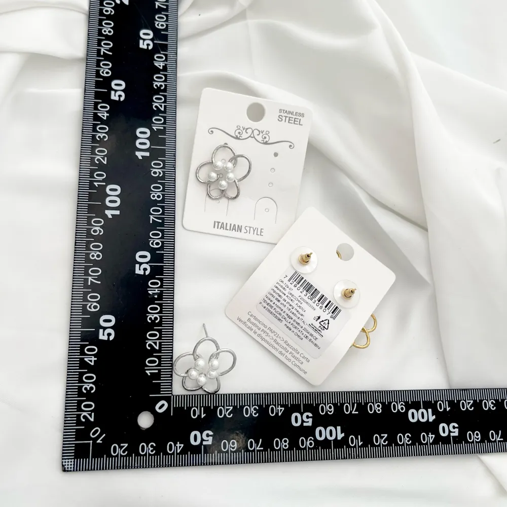 Fiore con Perla-Orecchini in Acciaio - OAP-729-07