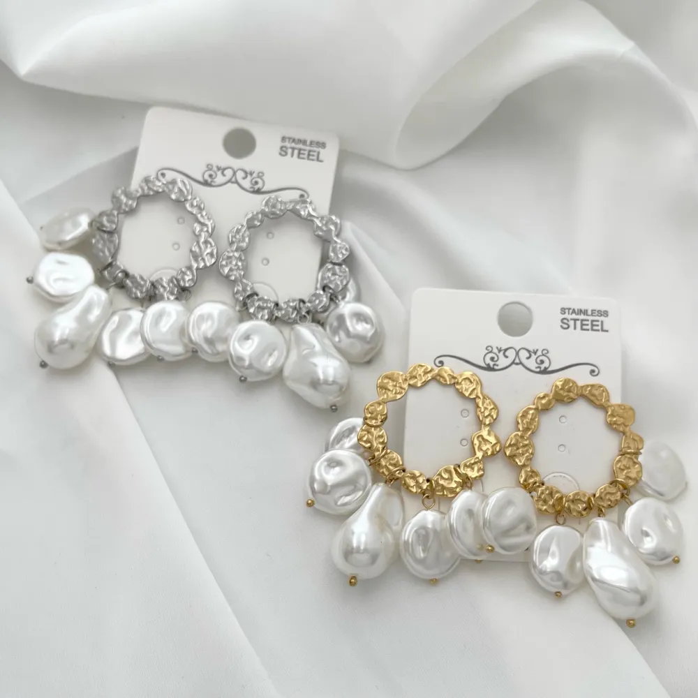 Cerchio con Perla-Orecchini in Acciaio - OAP-729-08