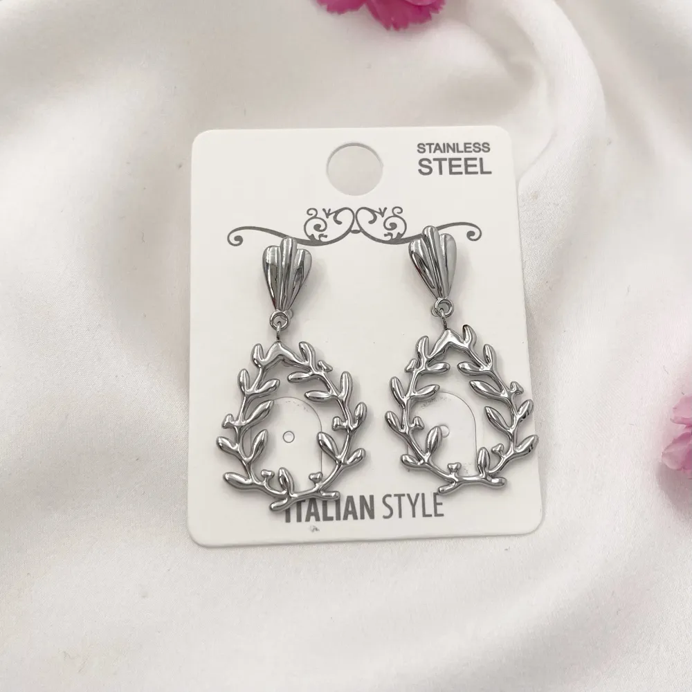 Foglia a Goccia-Orecchini in Acciaio - OAP-729-29