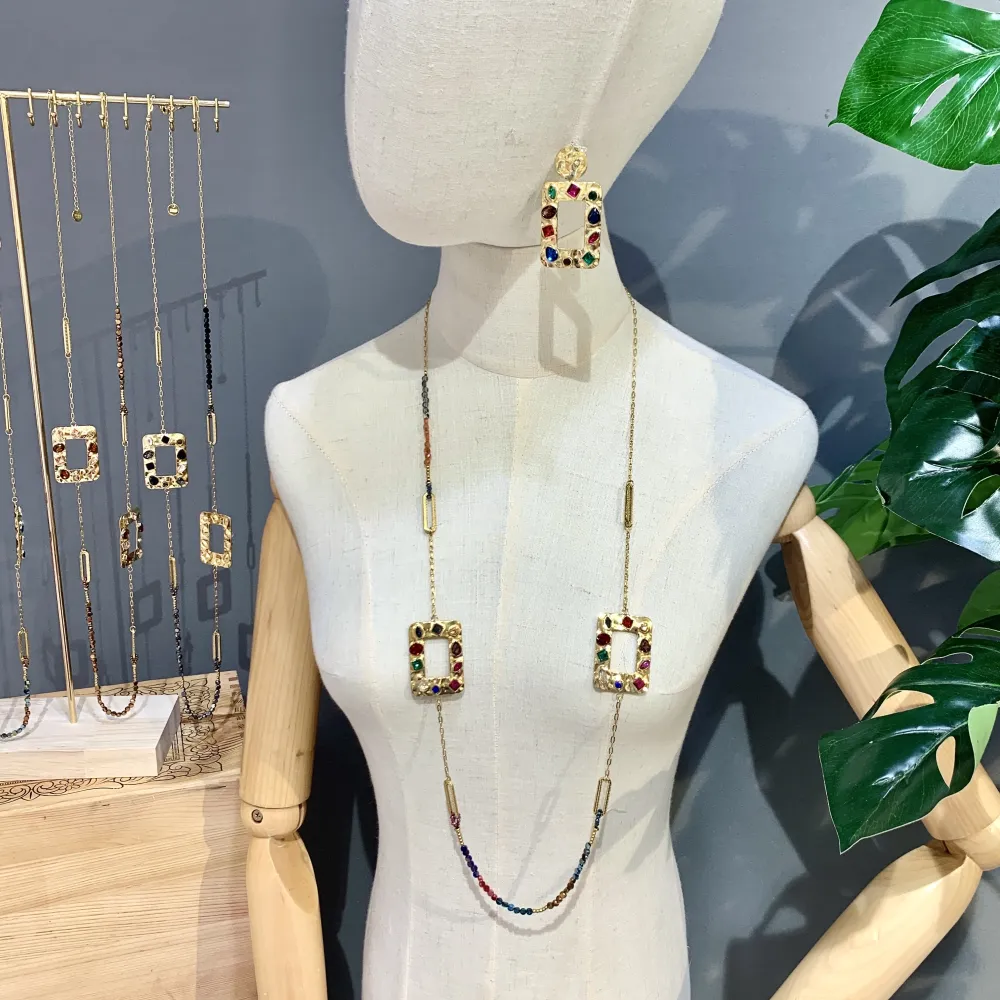 Rettangoloare-Orecchini in Acciaio - OAP-732-114