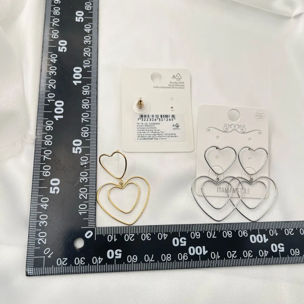 Doppio Cuore-Orecchini in Acciaio - OAP-732-129